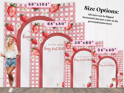 Berry First Birthday Party Custom Banner, Baby 1st Birthday Backdrop, Birthday Party Décor, Neutral Baby Shower Décor, Girl First Birthday