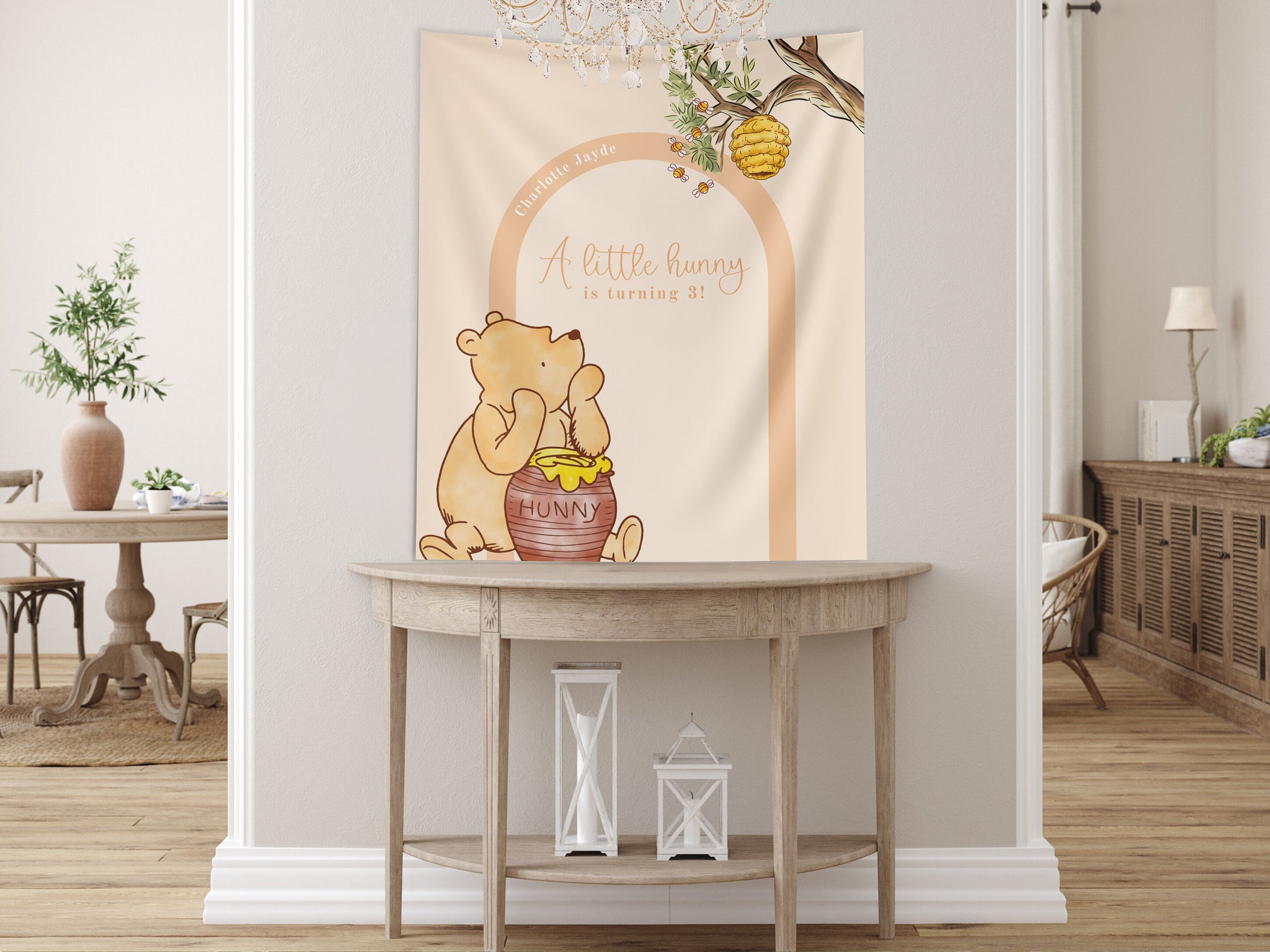 Classic Winnie the Pooh Birthday Customizable Banner, Boy 1st Birthday, Little Hunny Backdrop Décor, Neutral Party, Honey Bear Baby Birthday