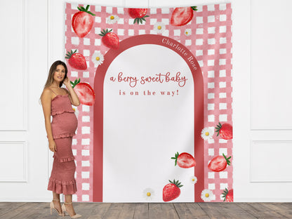 Berry Sweet Baby Shower Custom Banner, Strawberry Backdrop, Berry Party Décor, Neutral Baby Shower Décor, Girl Baby Shower, Someone Sweet