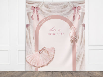 Tutu Cute Birthday Party Custom Banner, Ballerina Birthday Party Décor, Girl Birthday Party Custom Party Backdrop, 2nd Birthday Party Ideas