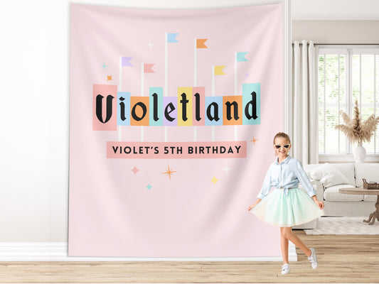 Custom Name Land Party Banner, Land Sign, Princess Backdrop, Girl Birthday Party Décor, Baby Shower Décor, Birthdayland, Vintage Babyland