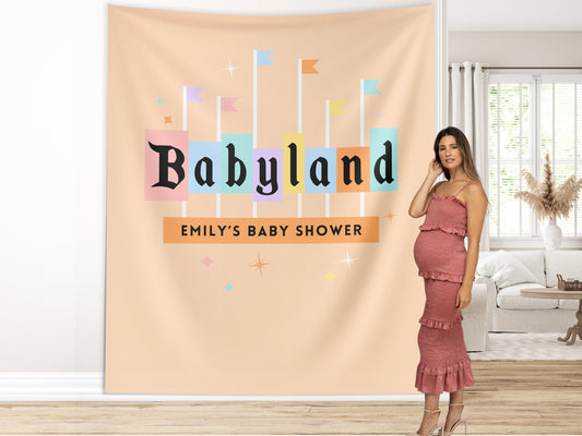 Custom Name Babyland Party Banner, Land Sign, Princess Backdrop, Girl Birthday Party Décor, Baby Shower Décor, Birthdayland, Vintage Name