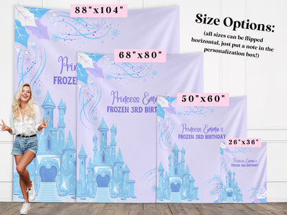 Frozen Birthday Party Custom Banner Backdrop, Princess Theme Décor, Girls Party Décor, 3rd 4th or 5th Birthday, Backdrop for Balloon Garland
