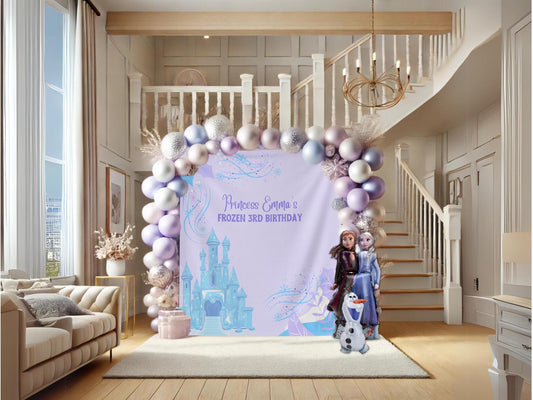 Frozen Birthday Party Custom Banner Backdrop, Princess Theme Décor, Girls Party Décor, 3rd 4th or 5th Birthday, Backdrop for Balloon Garland