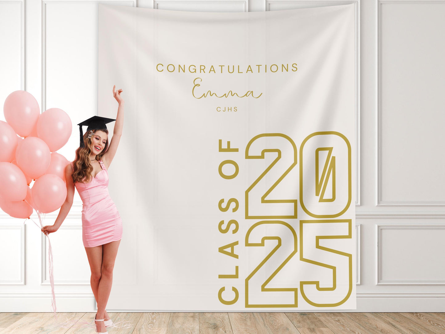 Class of 2025 Custom Graduation Party Backdrop, Personalized Congrats Grad School Colors Banner, High School Graduation, College Grad Gift