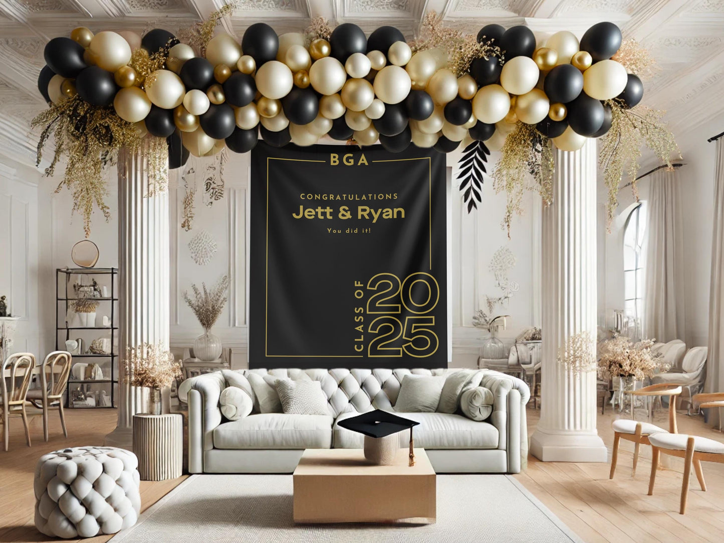 Class of 2025 Custom Graduation Party Backdrop, Personalized Congrats Grad School Colors Banner, High School Graduation, College Grad Gift