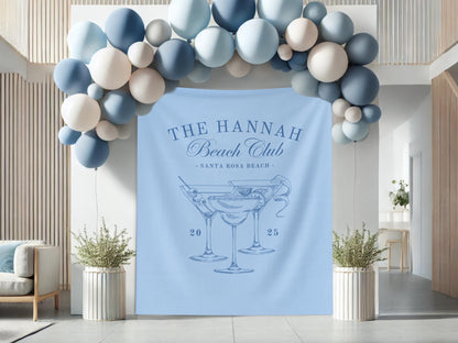 Custom Luxury Bachelorette Club Banner | Last Name Bridal Gift | Bachelorette Trip | Personalized Bride Hen Party Backdrop | Beach Club