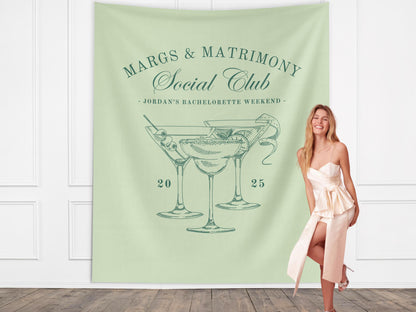 Custom Luxury Bachelorette Club Banner | Last Name Bridal Gift | Bachelorette Trip | Personalized Bride Hen Party Backdrop | Beach Club