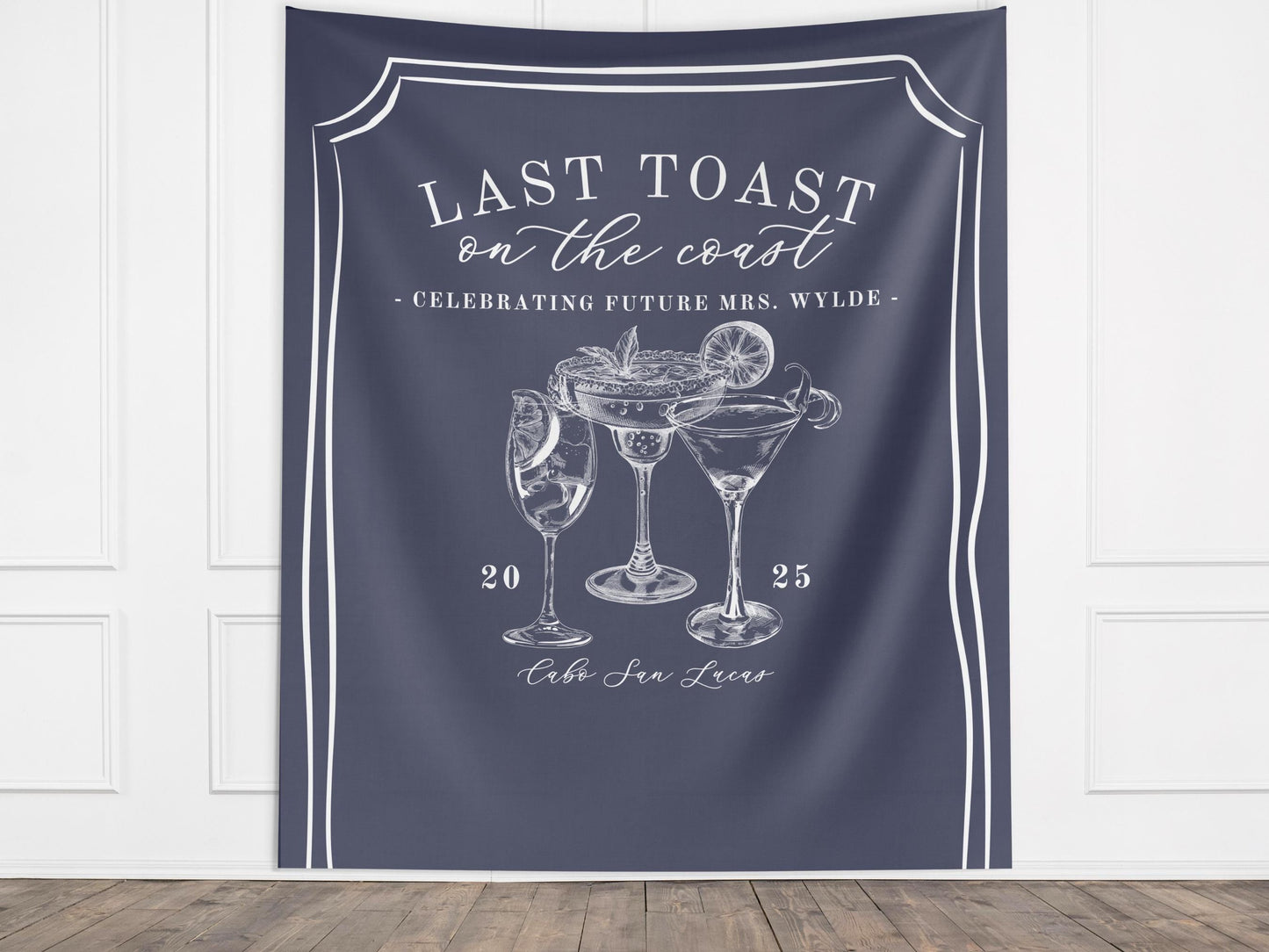 Last Toast on the Coast Custom Bachelorette Club Banner, Coastal Bridal Gift, Beach Bachelorette Trip, Personalized Bride Hen Party Backdrop