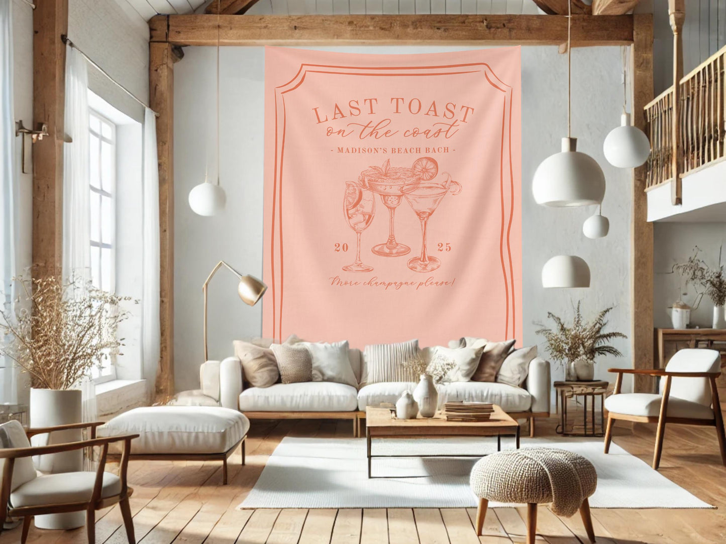 Last Toast on the Coast Custom Bachelorette Club Banner, Coastal Bridal Gift, Beach Bachelorette Trip, Personalized Bride Hen Party Backdrop