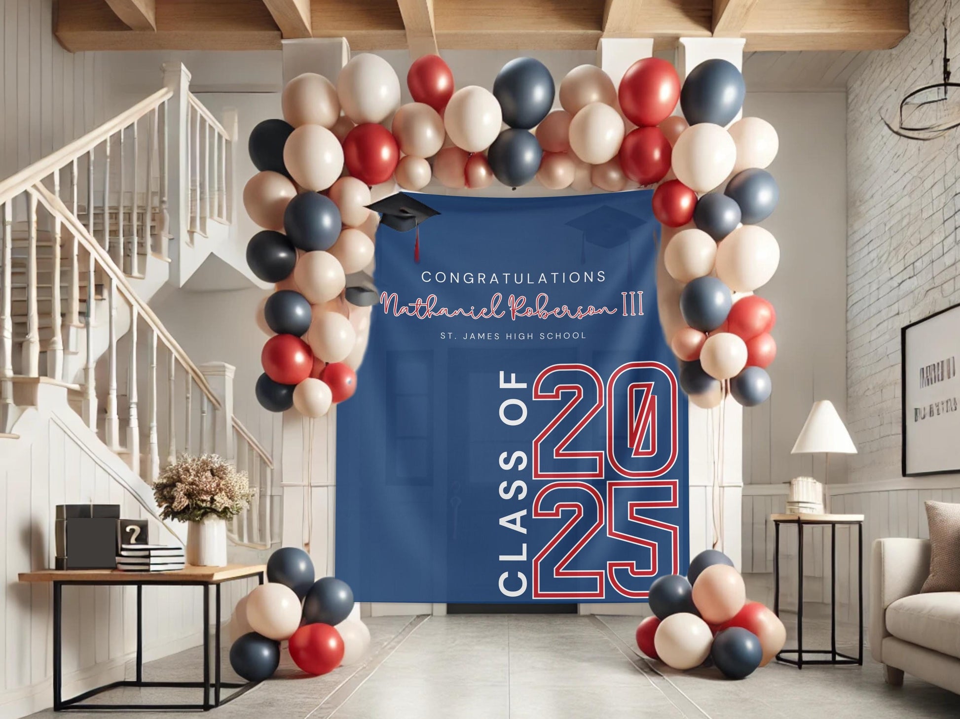 Class of 2025 Custom Graduation Party Backdrop, Personalized Congrats Grad School Colors Banner, High School Graduation, College Grad Gift