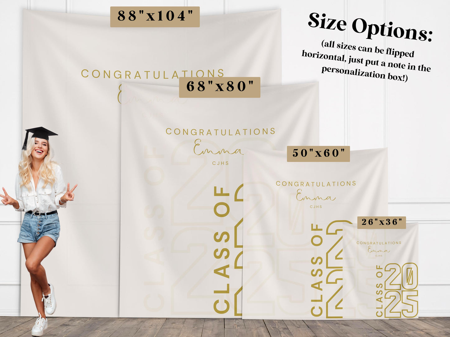 Class of 2025 Custom Graduation Party Backdrop, Personalized Congrats Grad School Colors Banner, High School Graduation, College Grad Gift