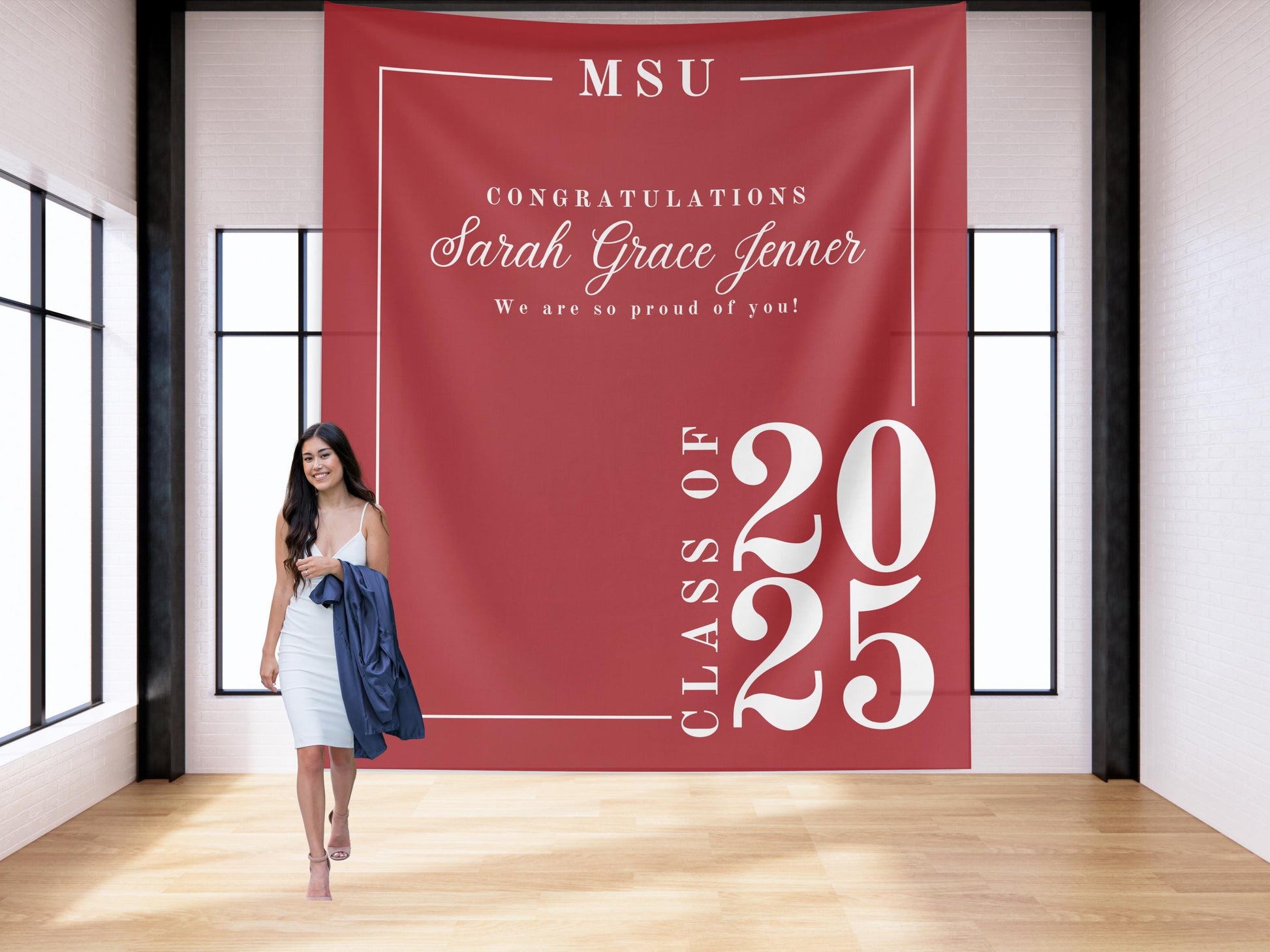 Class of 2025 Custom Graduation Party Backdrop | Personalized Congrats Grad School Colors Banner | High School Graduation | College Grad