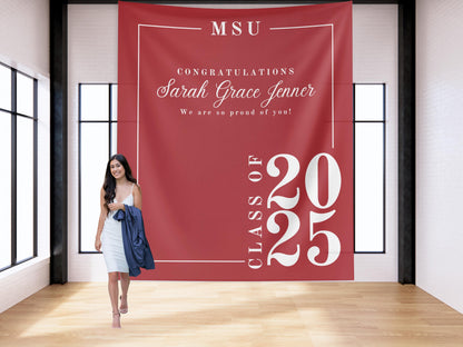 Class of 2025 Custom Graduation Party Backdrop | Personalized Congrats Grad School Colors Banner | High School Graduation | College Grad