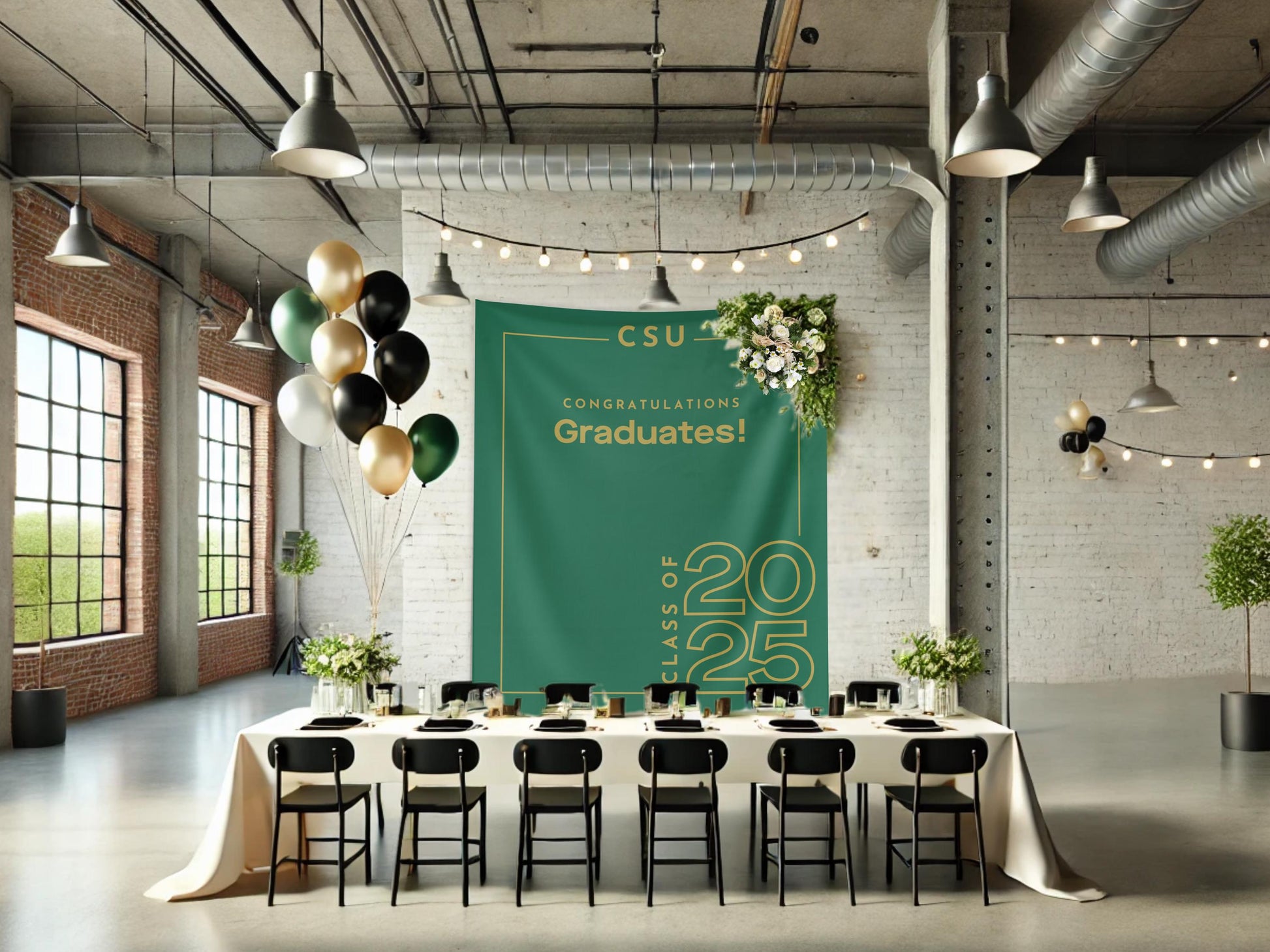 Class of 2025 Custom Graduation Party Backdrop, Personalized Congrats Grad School Colors Banner, High School Graduation, College Grad Gift