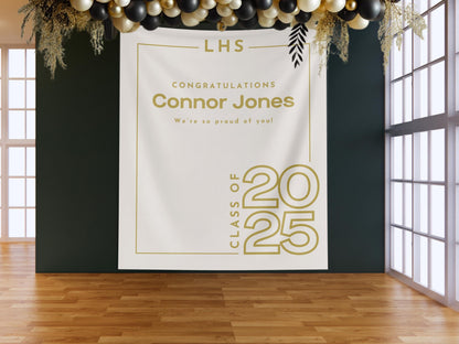 Class of 2025 Custom Graduation Party Backdrop, Personalized Congrats Grad School Colors Banner, High School Graduation, College Grad Gift