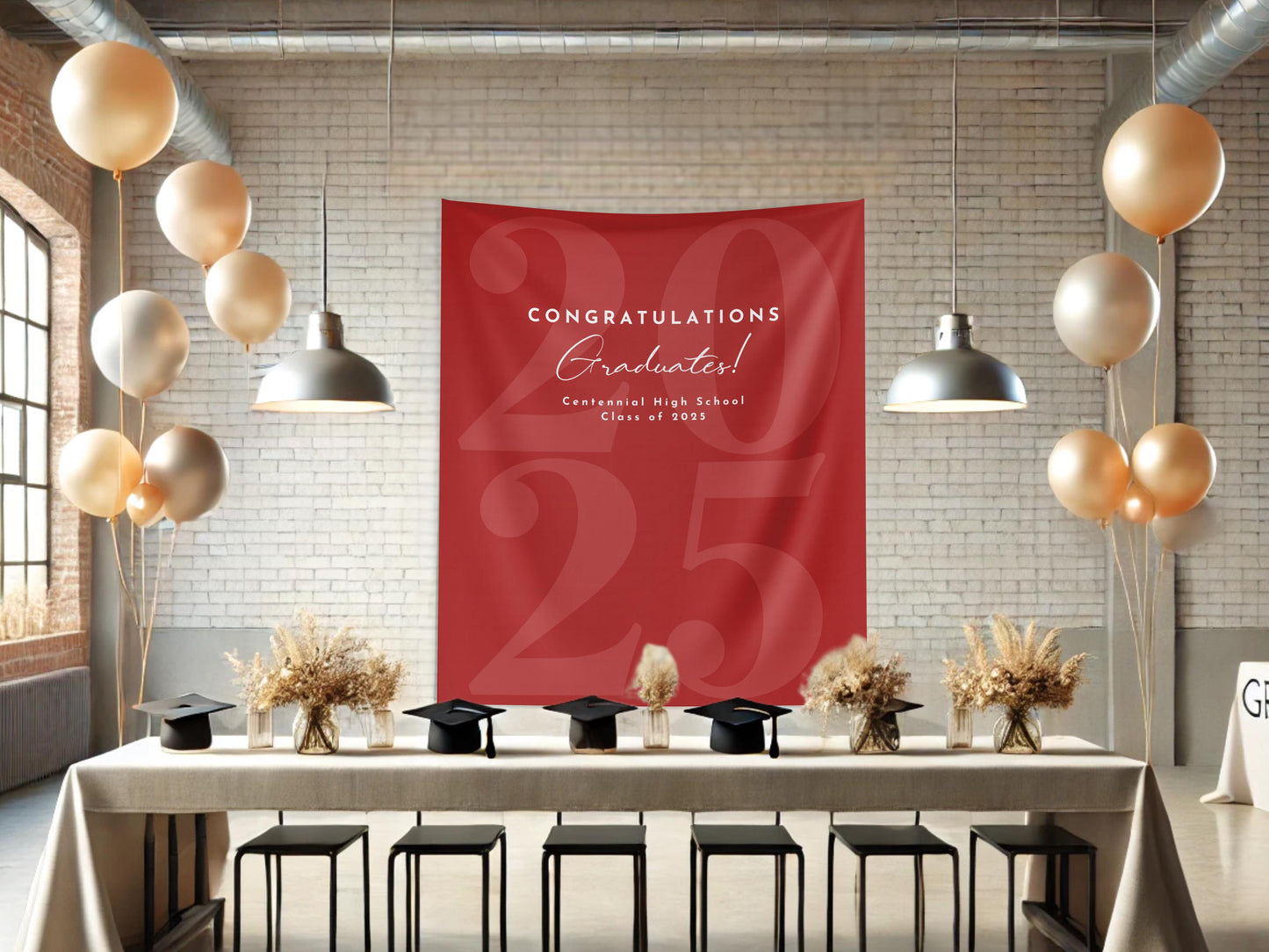 Class of 2025 Custom Graduation Party Backdrop, Personalized Congrats Grad School Colors Banner, High School Graduation, College Grad