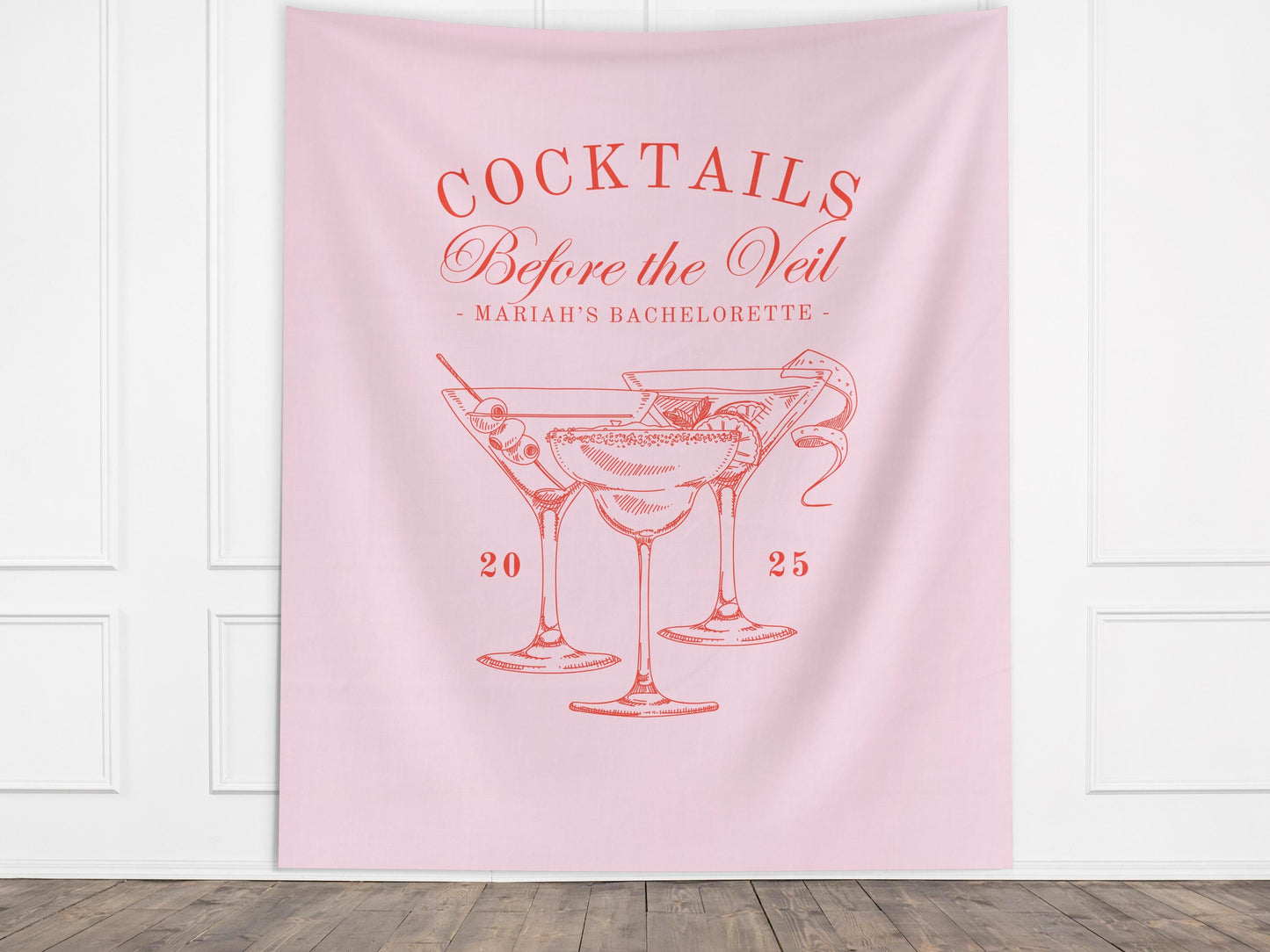 Custom Luxury Bachelorette Club Banner | Last Name Bridal Gift | Bachelorette Trip | Personalized Bride Hen Party Backdrop | Beach Club