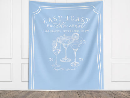 Last Toast on the Coast Custom Bachelorette Club Banner, Coastal Bridal Gift, Beach Bachelorette Trip, Personalized Bride Hen Party Backdrop