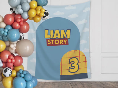 Birthday Story Custom Backdrop | Boy Birthday Party Theme | Cloud Banner | Classic Bright, Muted Colors, or Pink | Two Infinity and Beyond