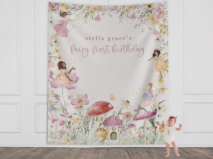 Fairy Birthday Custom Banner, Whimsical Pixie Fairy Party, Magical Floral Fairy Princess Party, Fairy First Birthday, Garden Tea Party