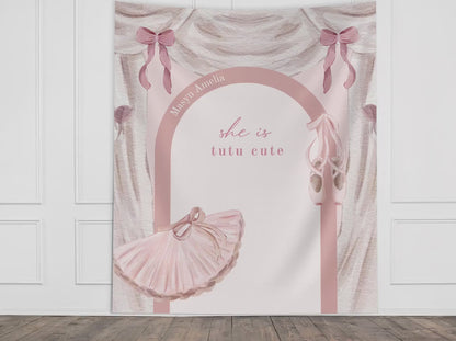 Tutu Cute Birthday Party Custom Banner, Ballerina Birthday Party Décor, Girl Birthday Party Custom Party Backdrop, 2nd Birthday Party Ideas