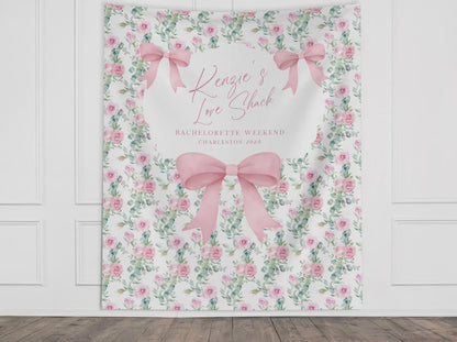 Floral and Bows Custom Banner, Shabby Chic Bachelorette Party Backdrop, Fancy Bridal Shower, Last Toast, Coastal Grandma, Charleston Love