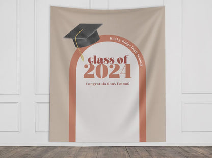 Class of 2024 Custom Graduation Party Banner | Personalized Arch Congrats Grad School Colors Backdrop| High School Graduation | College Grad