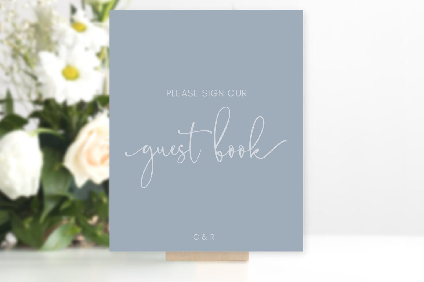 Simple Dusty Blue Wedding Guest Book Board Sign | Sign Our Guest Book