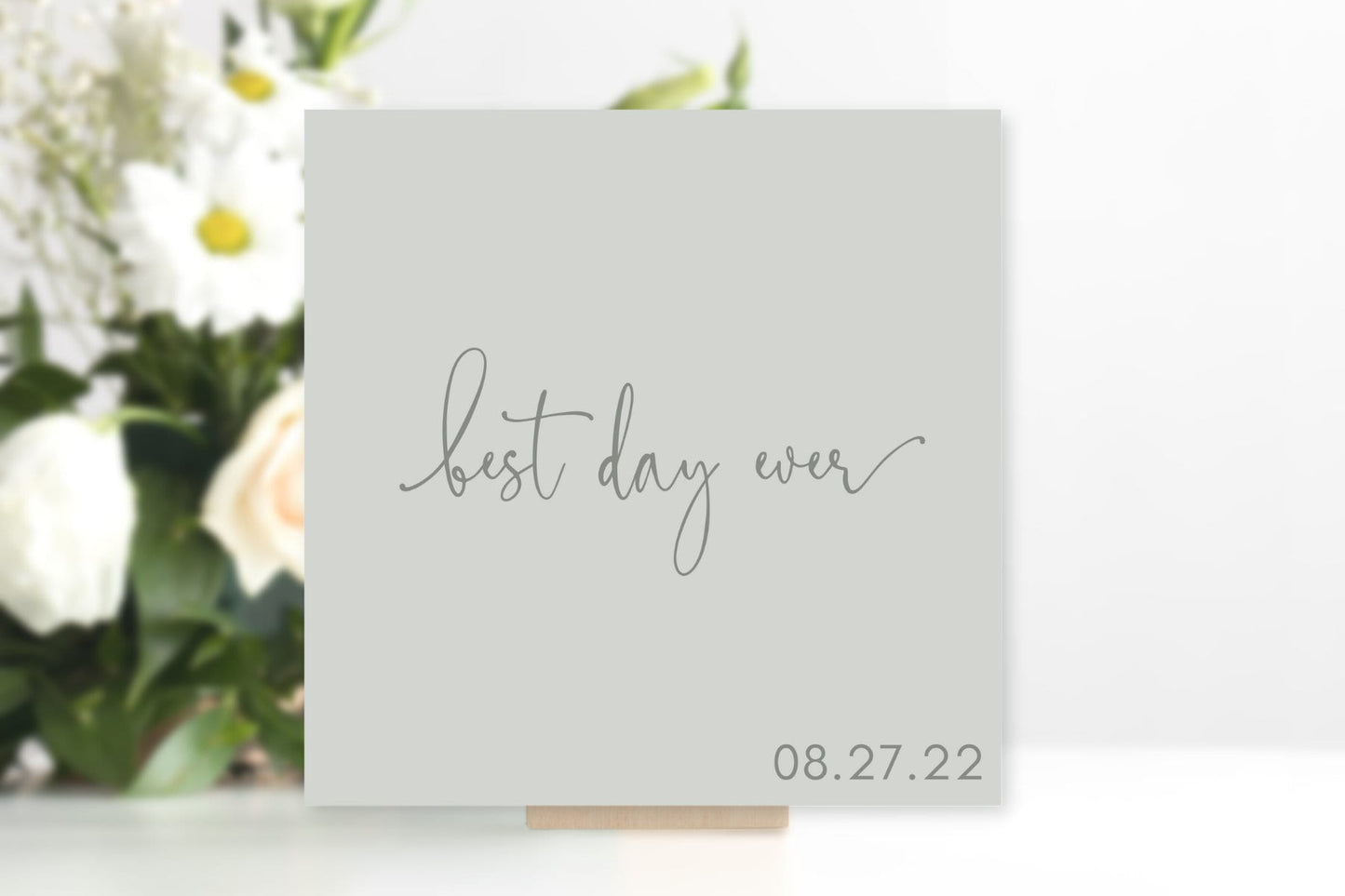 Simple Sage Green Best Day Ever Wedding Décor Board Sign