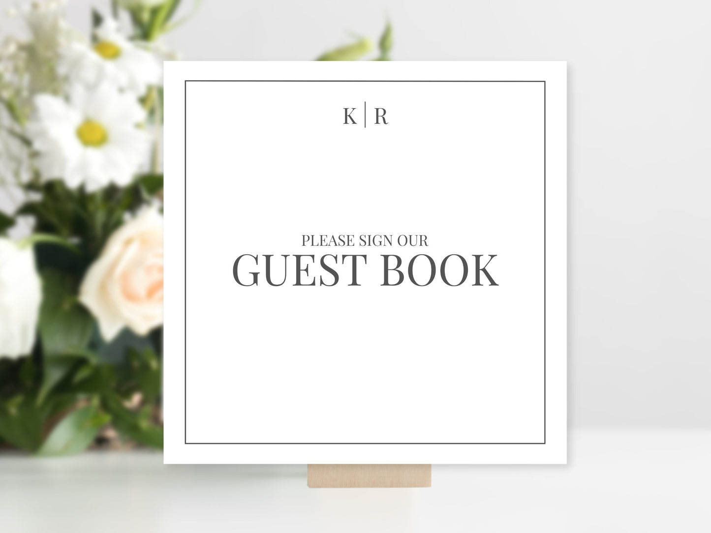 Monogrammed Wedding Guest Book Sign | Formal Classic Style Square Wedding Signs