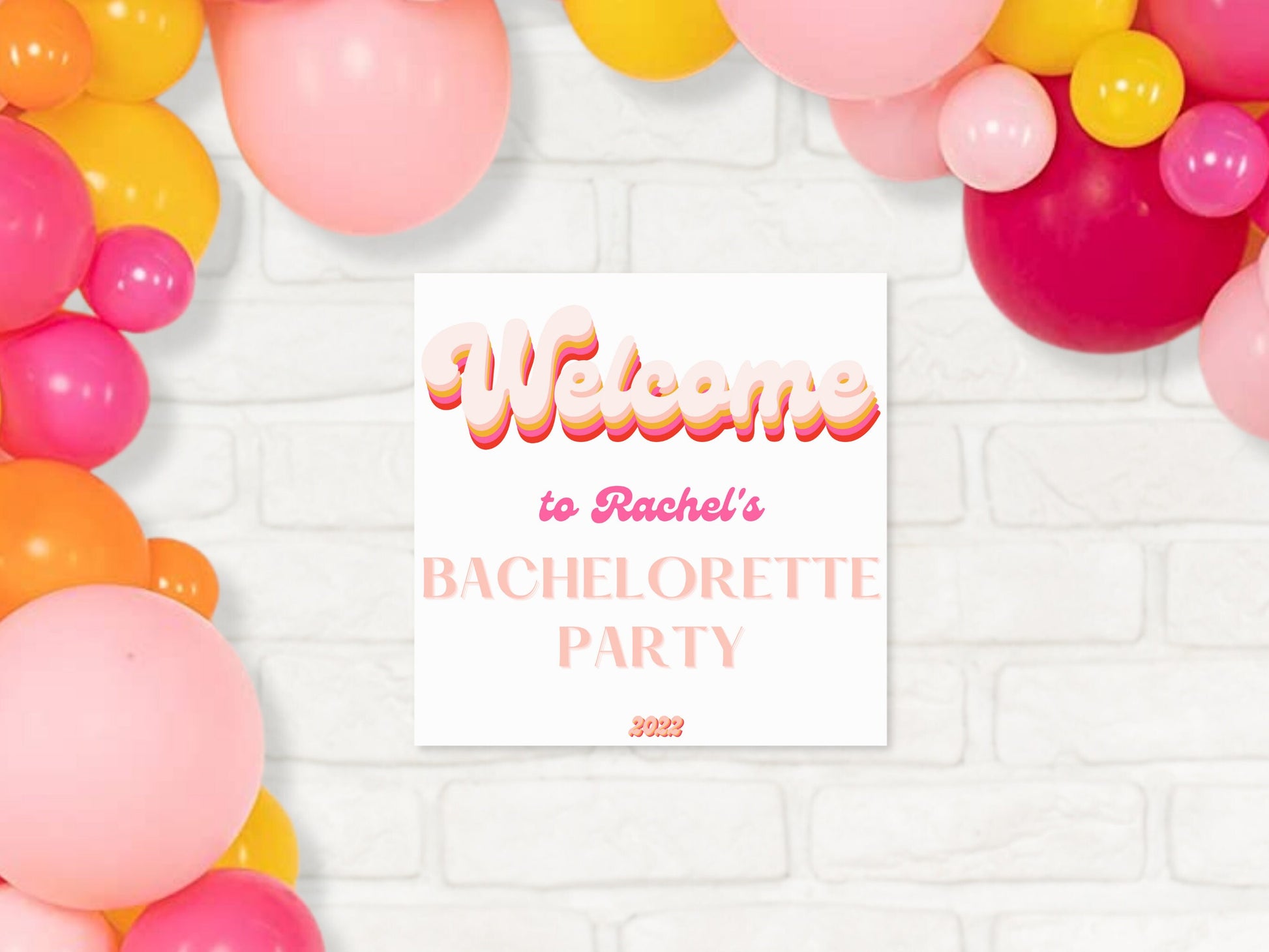 Retro Bachelorette Party Welcome Board Sign