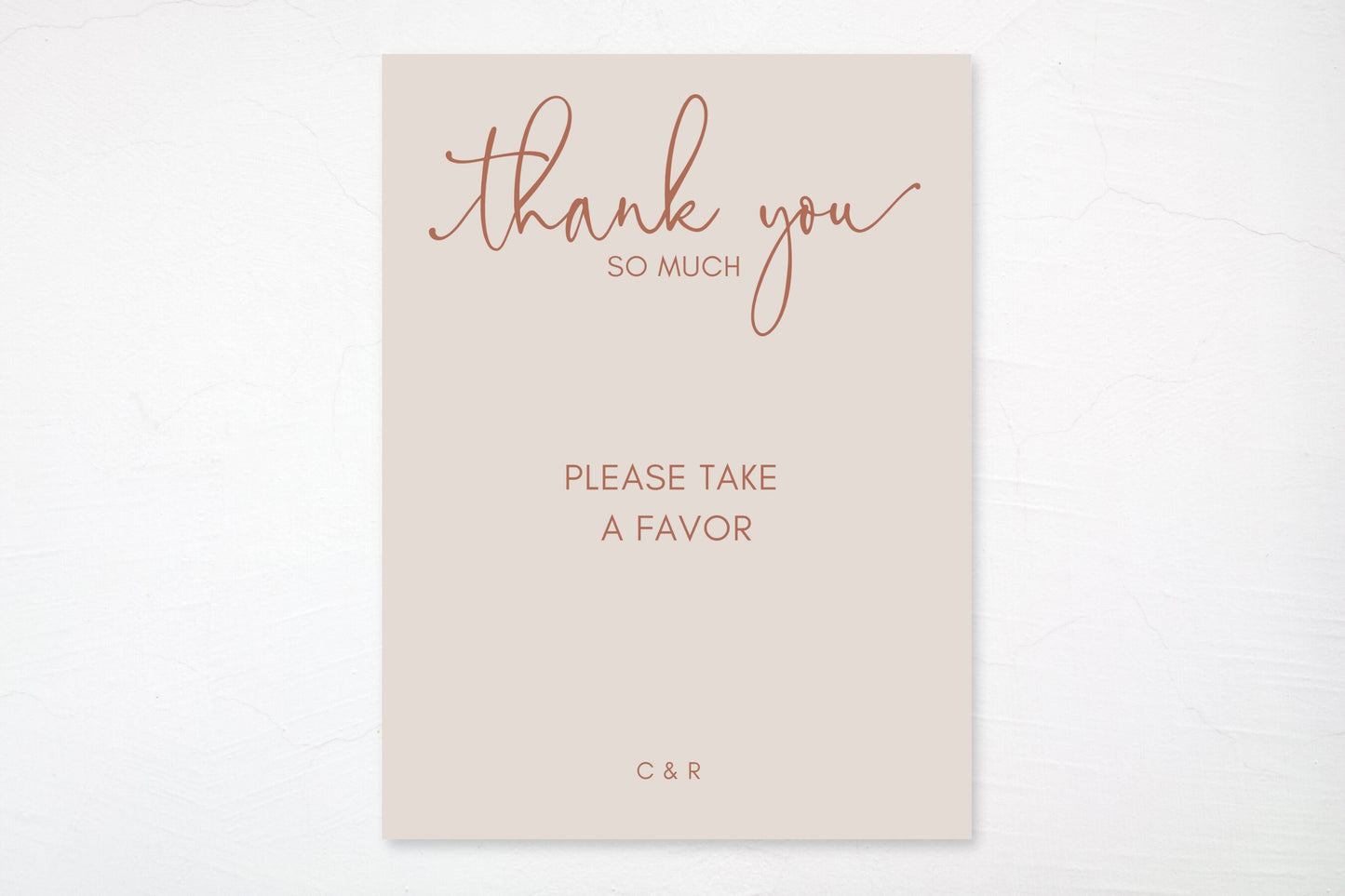 Simple Terracotta Rust Wedding Favors Board Sign | Thank You So Much Sign | Please Take a Favor