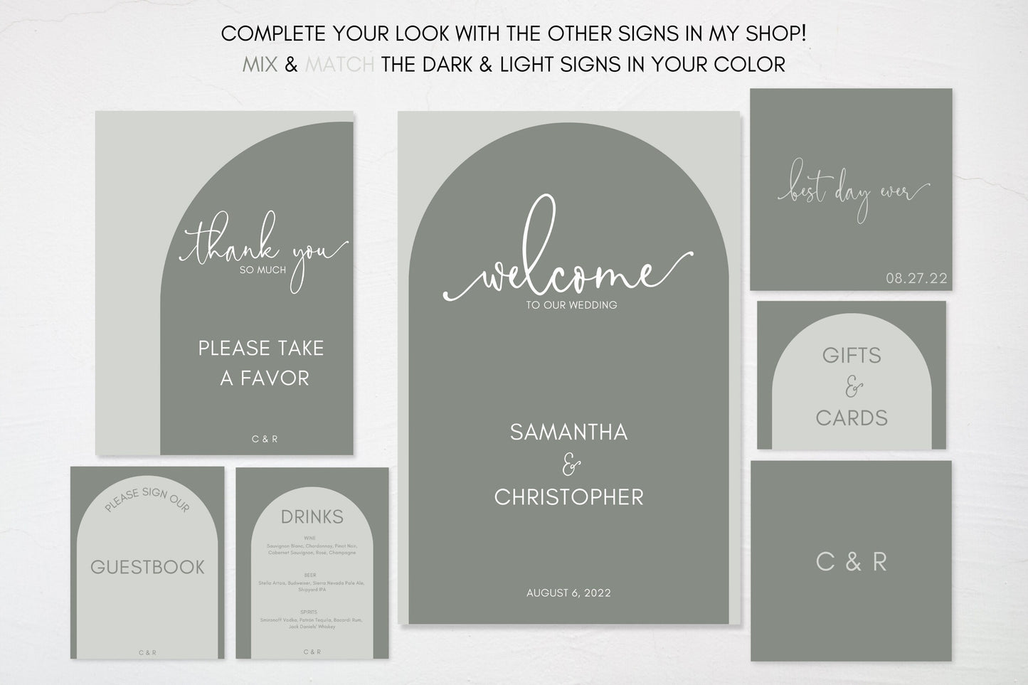 Sage Green Arch Cards and Gifts Sign | Minimal Wedding Gift Table Sign | Custom Wedding Sign