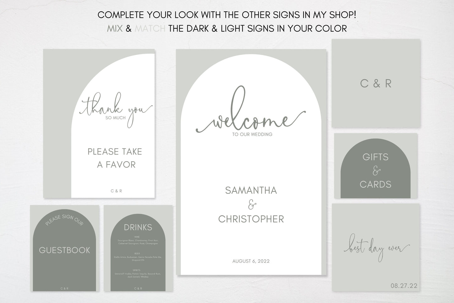 Sage Green Arch Cards and Gifts Sign | Minimal Wedding Gift Table Sign | Custom Wedding Sign