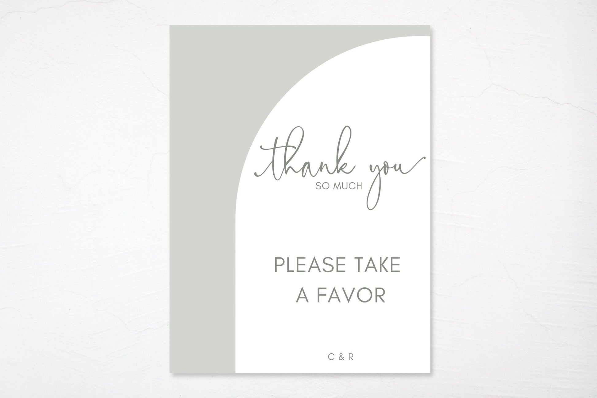 Sage Green Arch Wedding Favors Board Sign | Thank You So Much Sign | Please Take a Favor