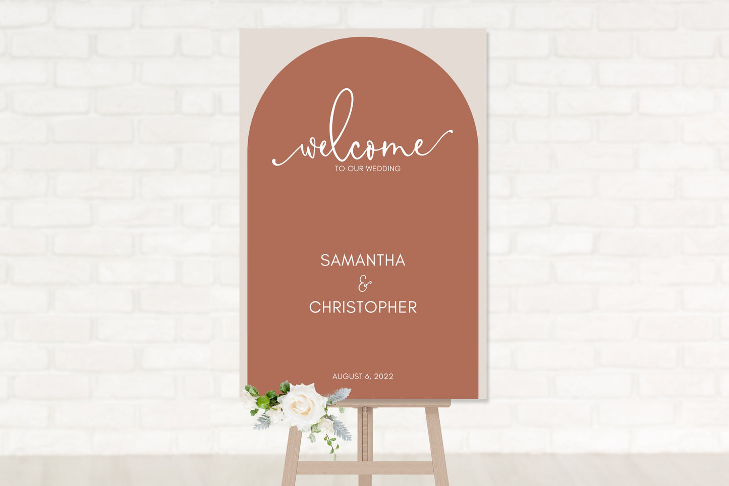 Terracotta Rust Arch Wedding Welcome Board Sign | Welcome to Our Wedding Sign