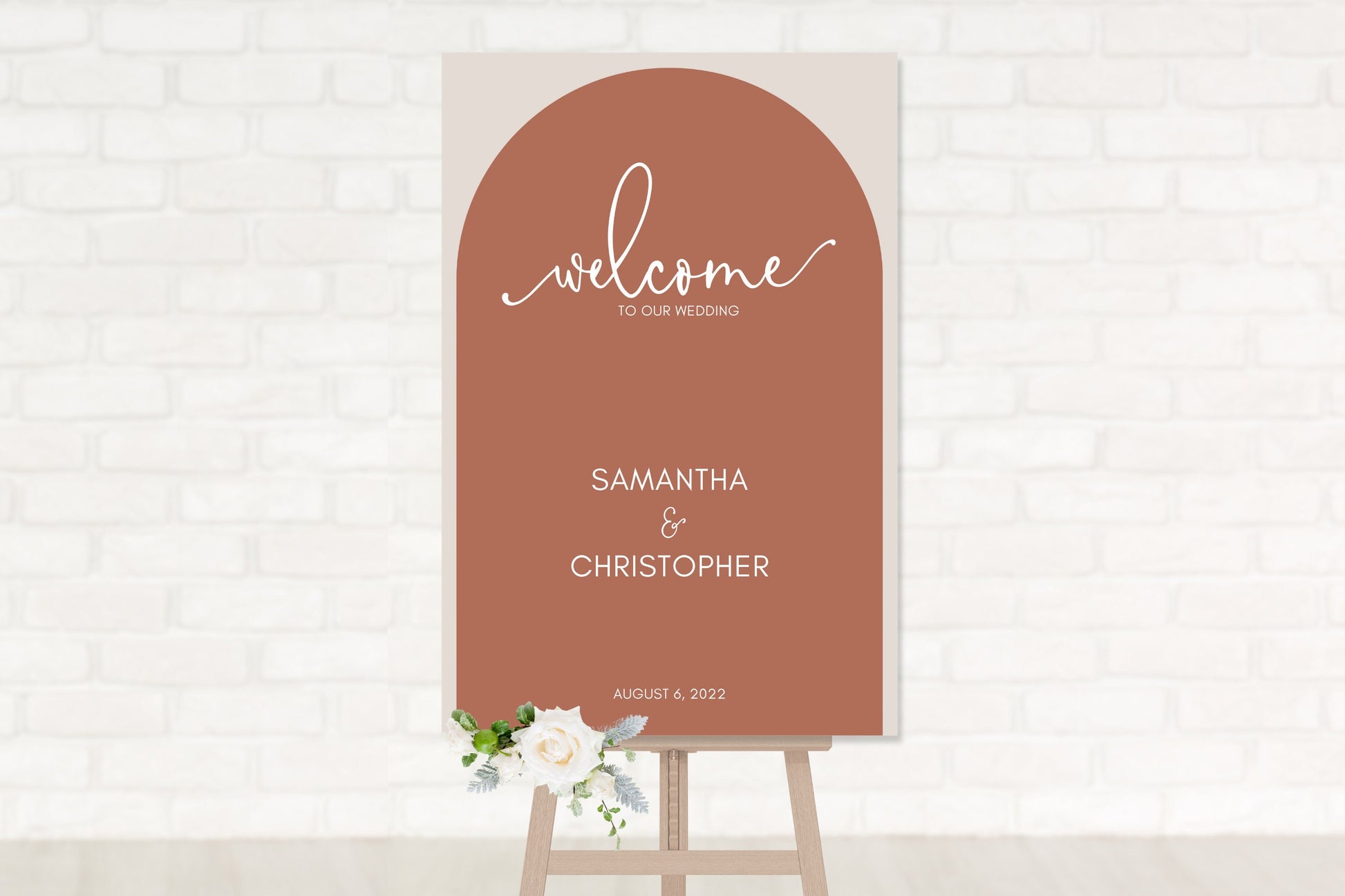 Terracotta Rust Arch Wedding Welcome Board Sign | Welcome to Our Wedding Sign