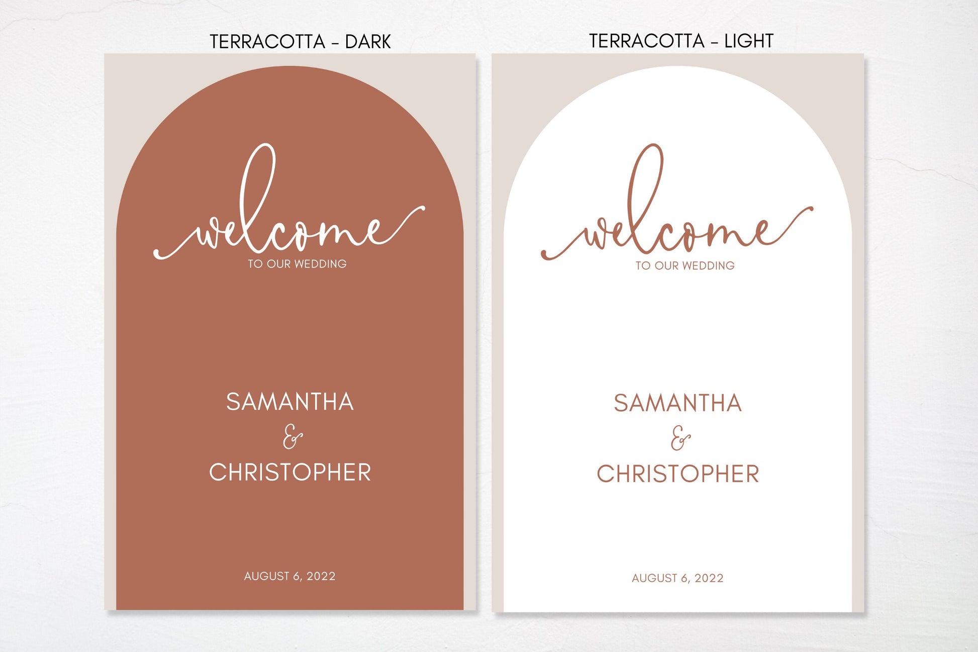 Terracotta Rust Arch Wedding Welcome Board Sign | Welcome to Our Wedding Sign