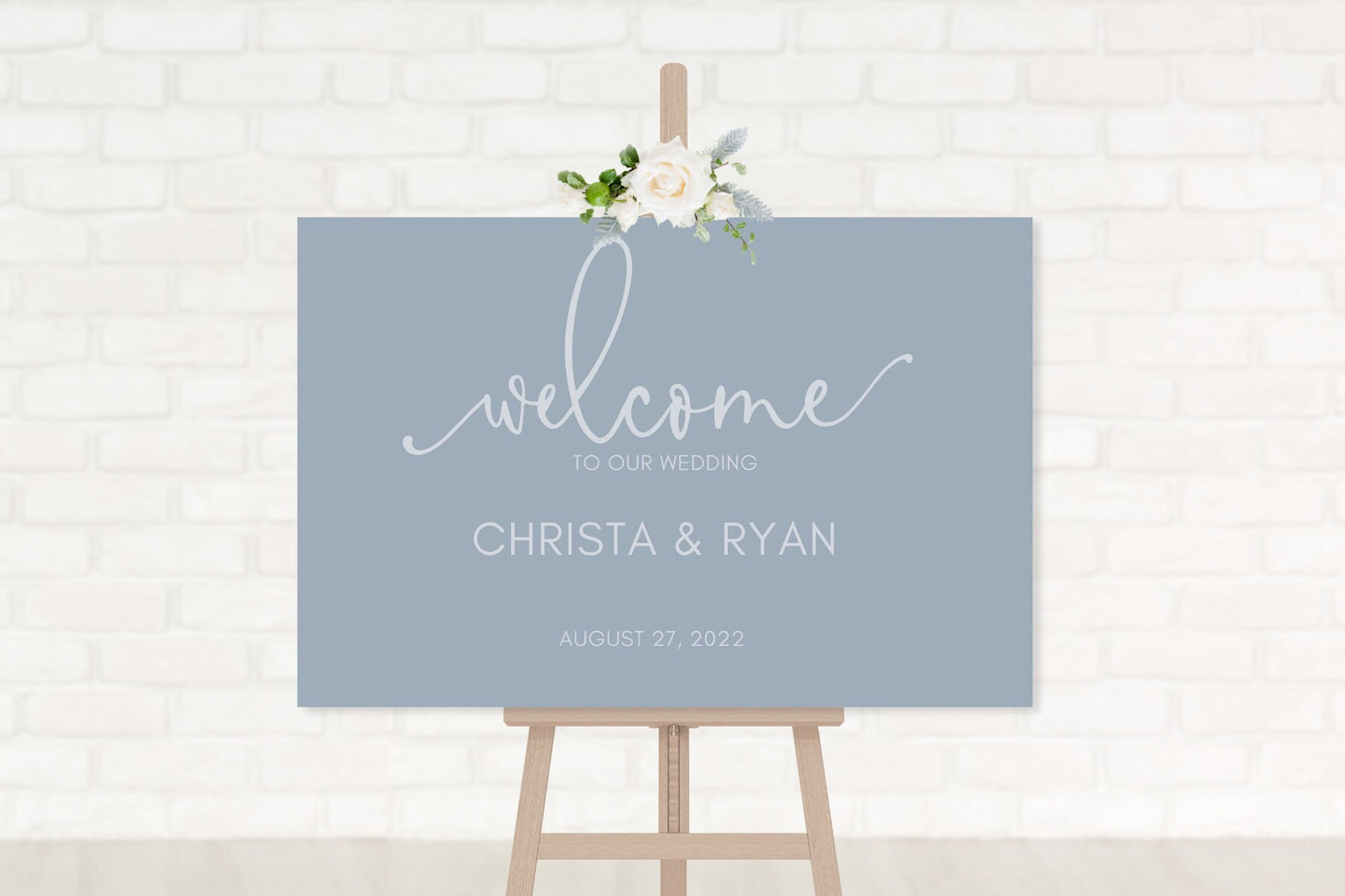 Simple Dusty Blue Wedding Welcome Board Sign | Welcome to Our Wedding Sign