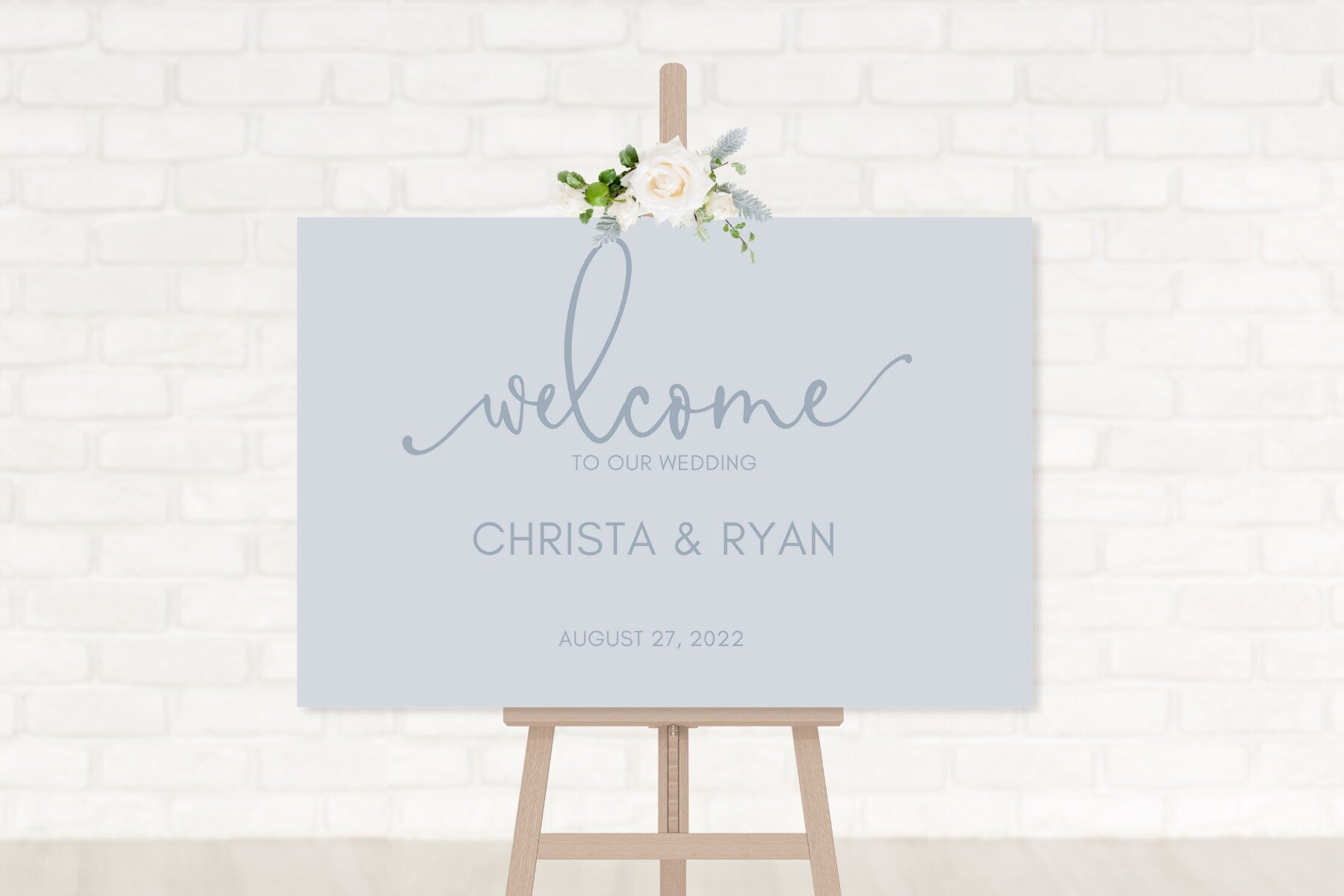 Simple Dusty Blue Wedding Welcome Board Sign | Welcome to Our Wedding Sign