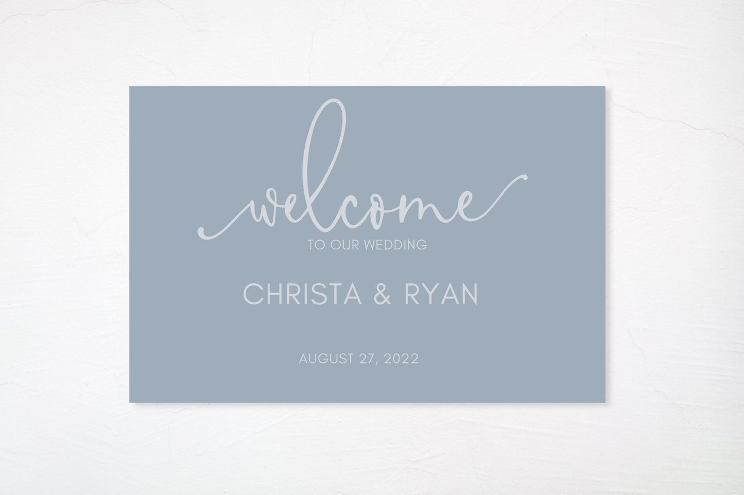 Simple Dusty Blue Wedding Welcome Board Sign | Welcome to Our Wedding Sign