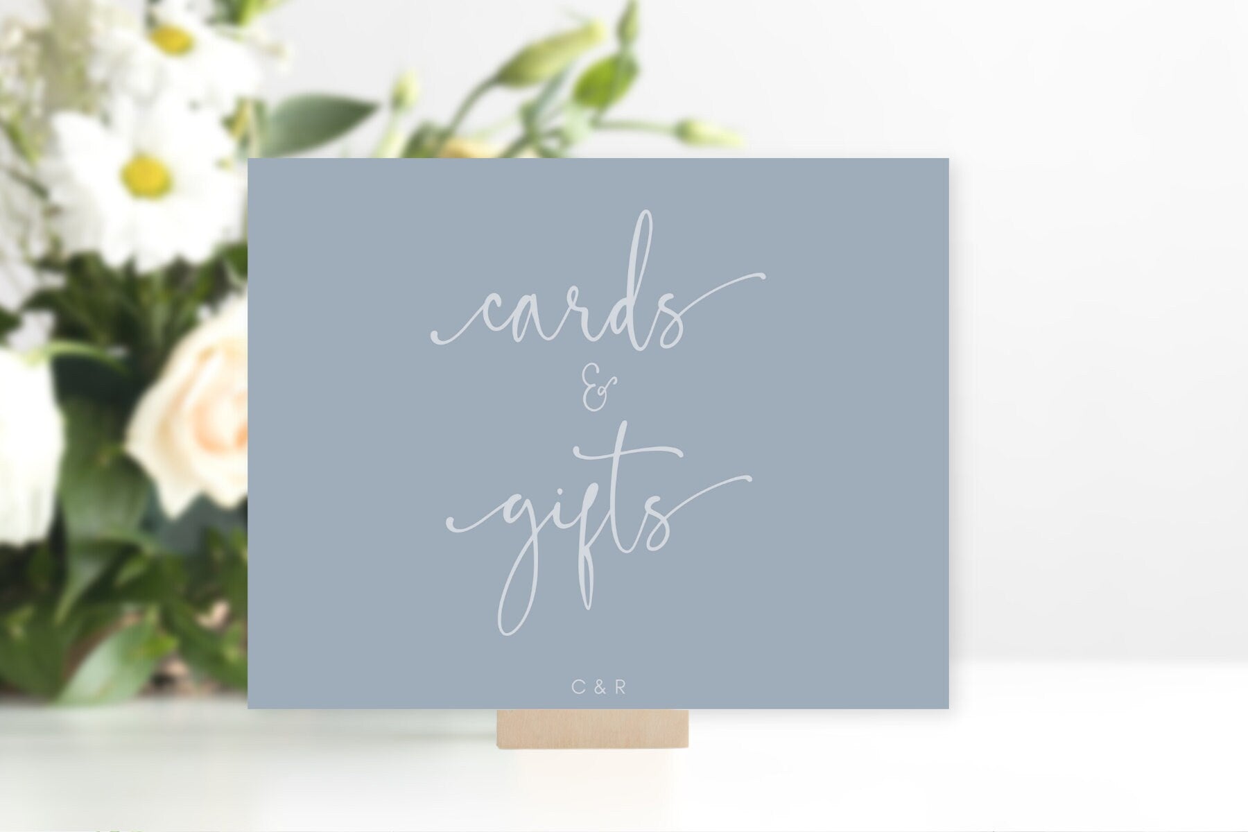 Simple Dusty Blue Cards and Gifts Board Sign | Minimalist Wedding Gift Table Sign | Custom Wedding Sign