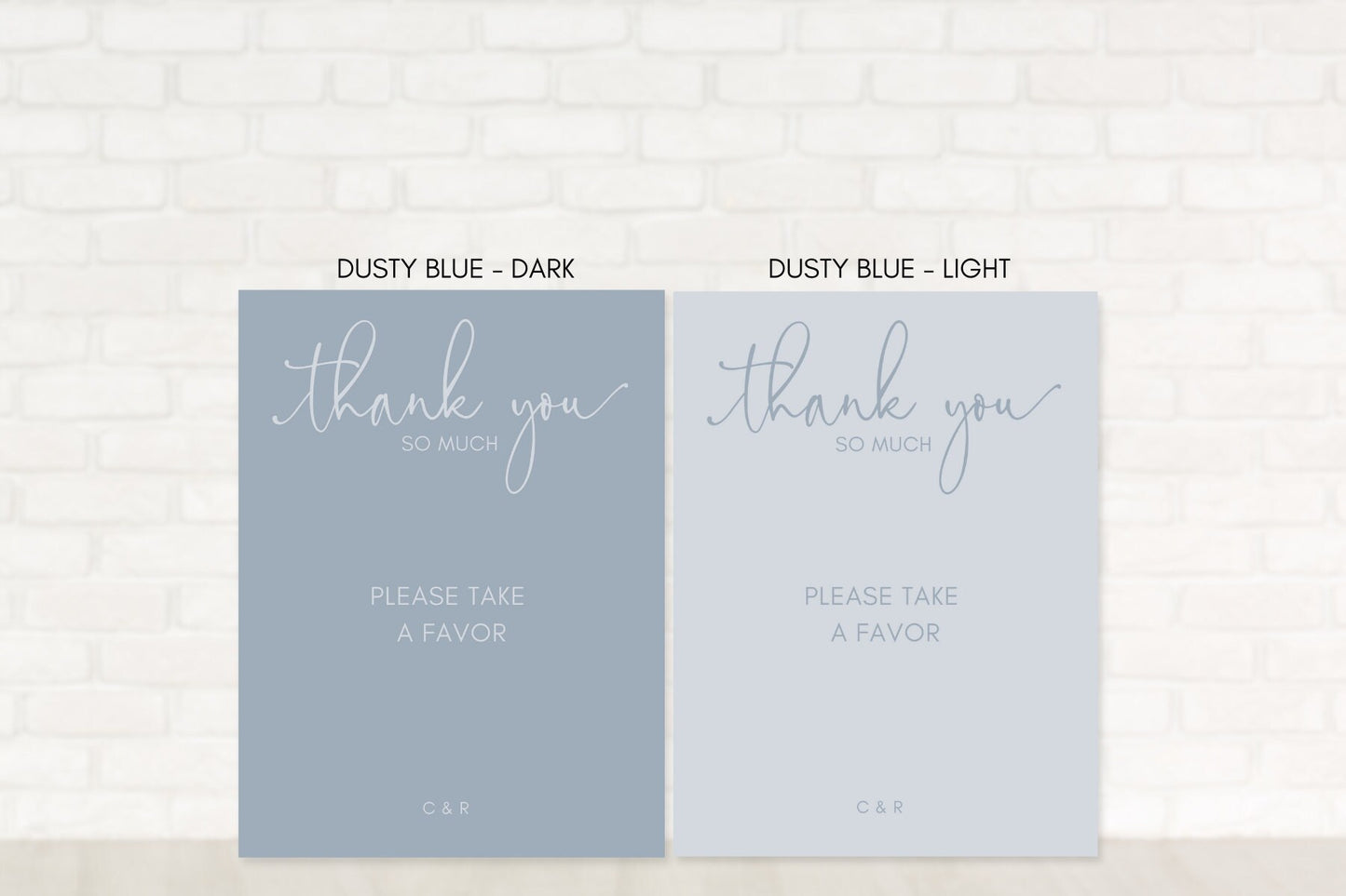 Simple Dusty Blue Wedding Favors Sign | Thank You So Much Sign | Please Take a Favor