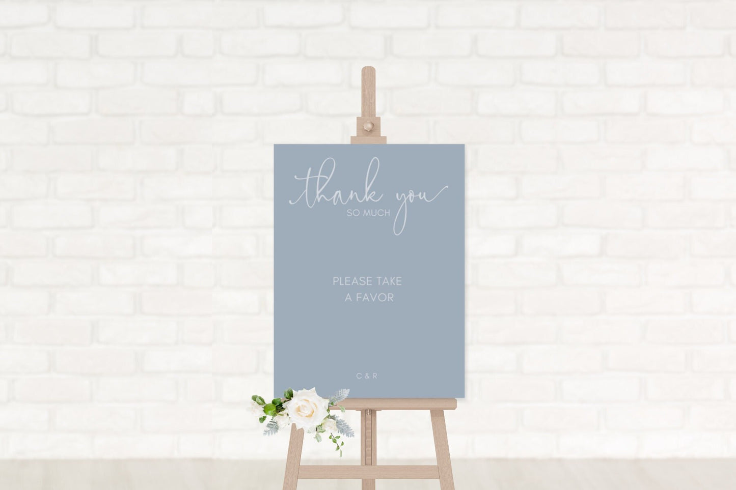 Simple Dusty Blue Wedding Favors Sign | Thank You So Much Sign | Please Take a Favor