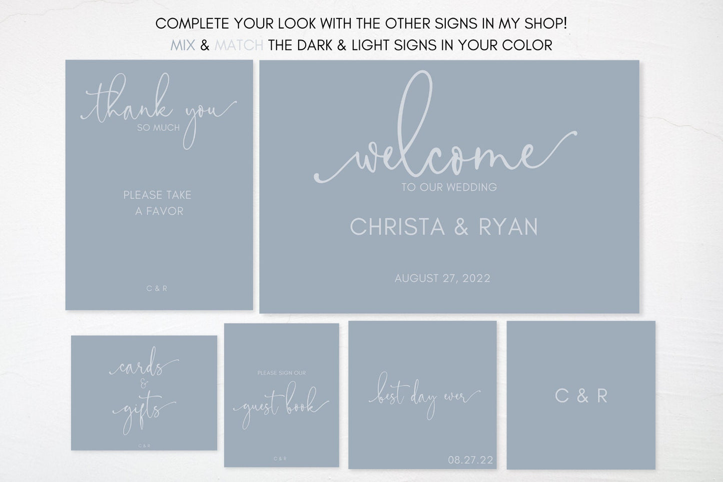 Simple Dusty Blue Wedding Guest Book Board Sign | Sign Our Guest Book