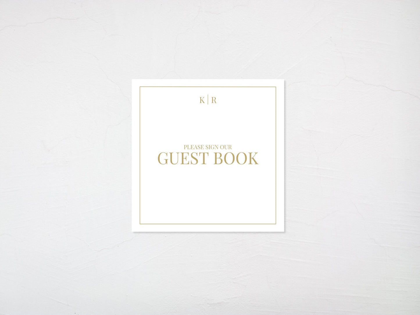 Monogrammed Wedding Guest Book Sign | Formal Classic Style Square Wedding Signs