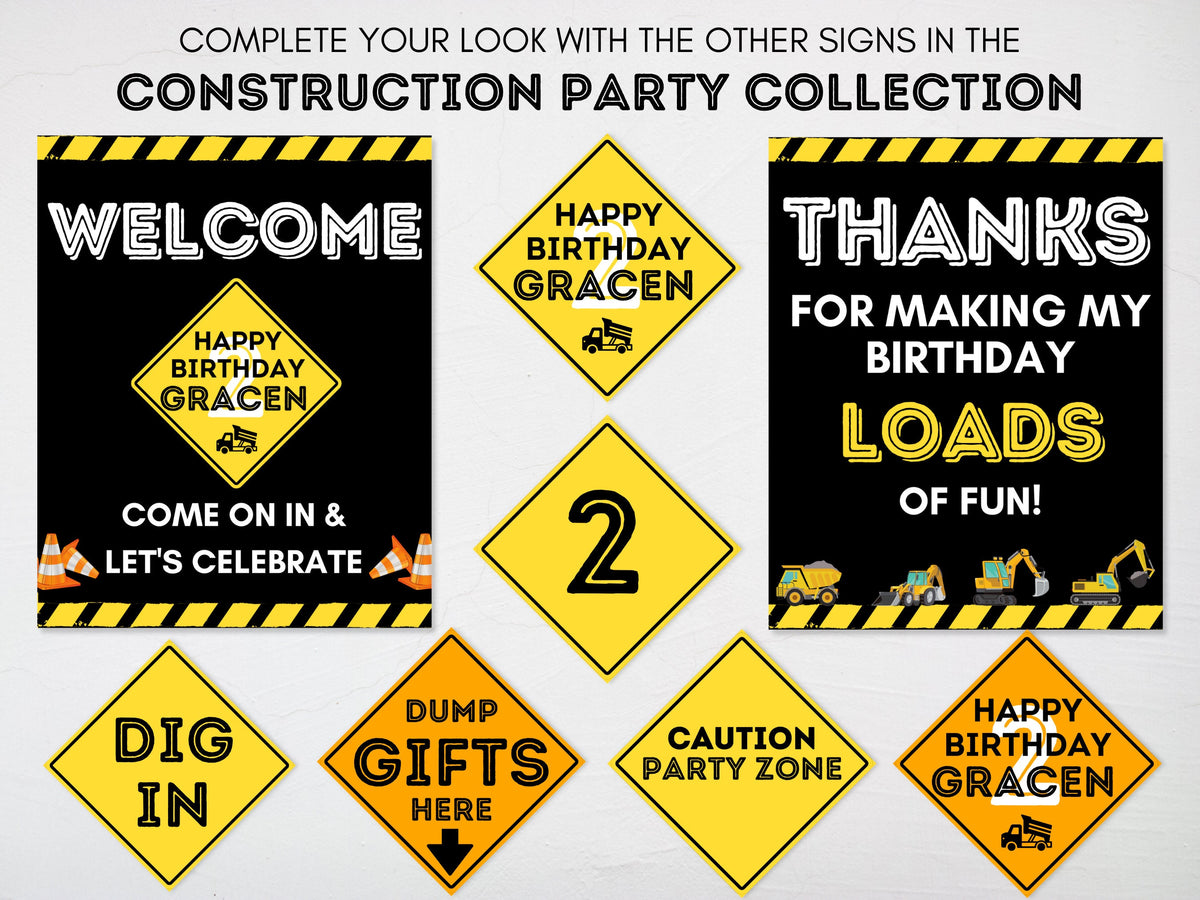 Construction Part Signs Construction Zone Party Signs