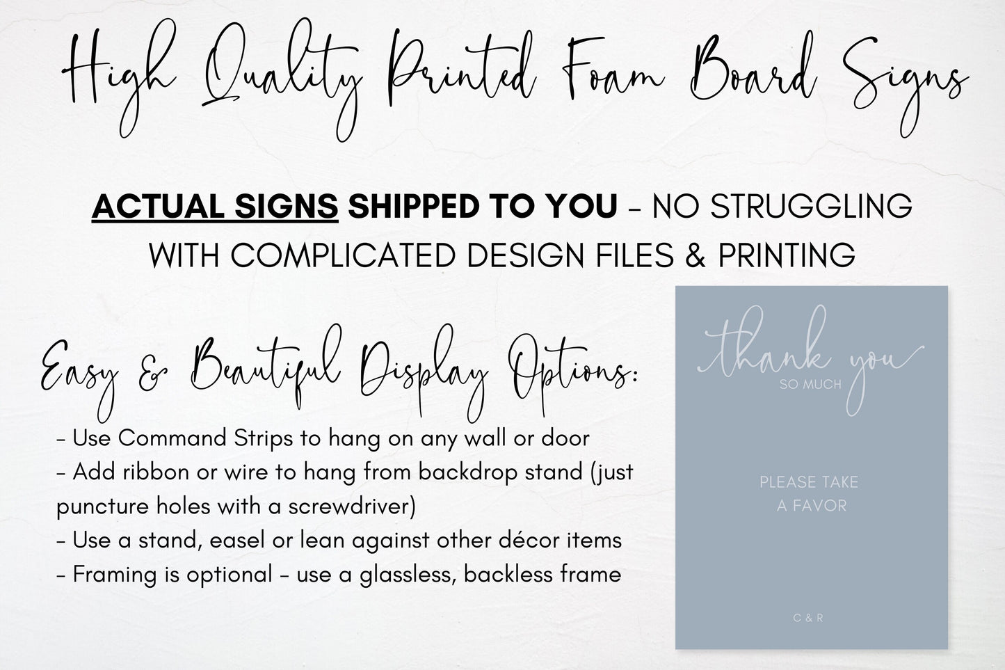 Simple Dusty Blue Wedding Favors Sign | Thank You So Much Sign | Please Take a Favor