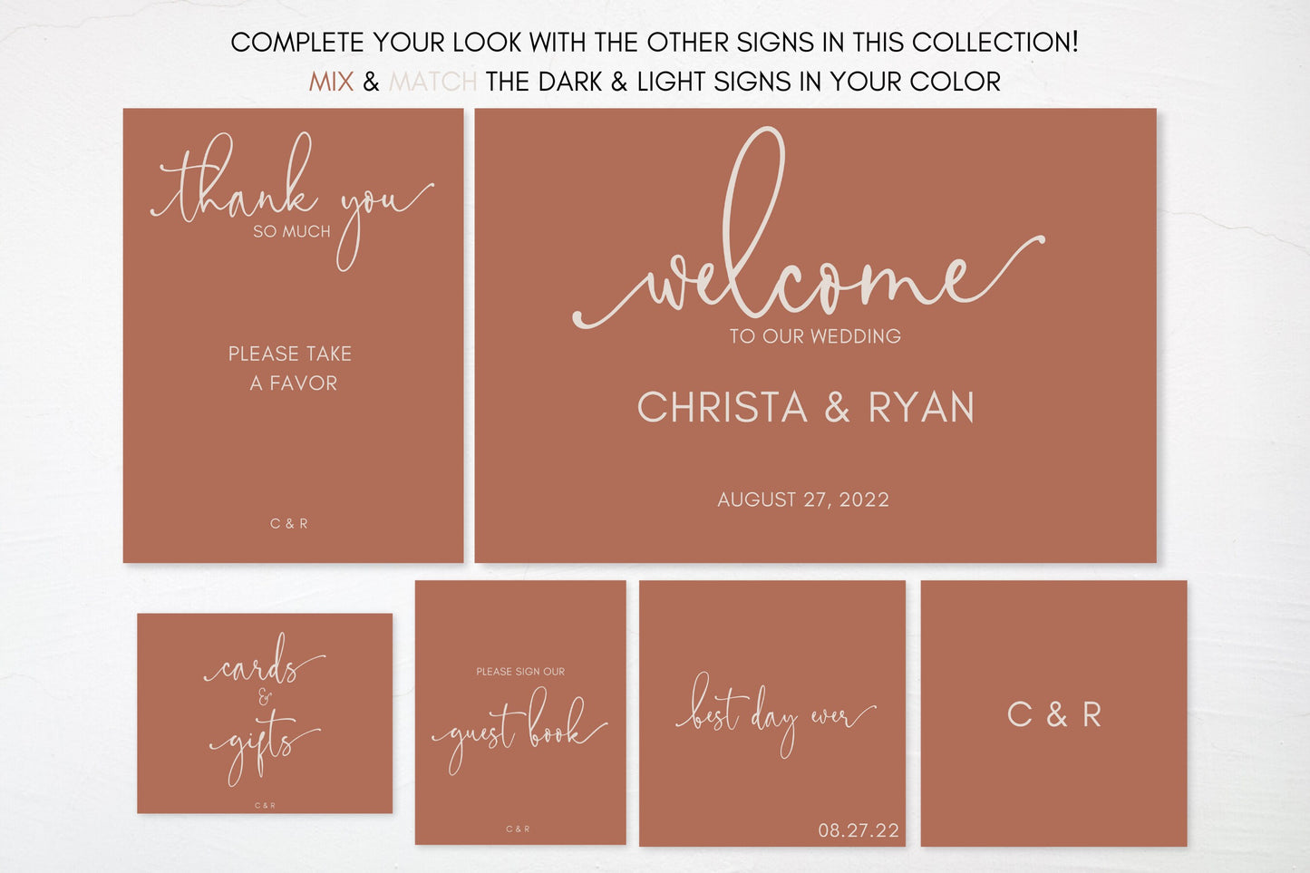 Simple Terracotta Rust Wedding Welcome Board Sign | Welcome to Our Wedding Sign